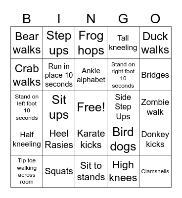 Kylee’s Bingo Card