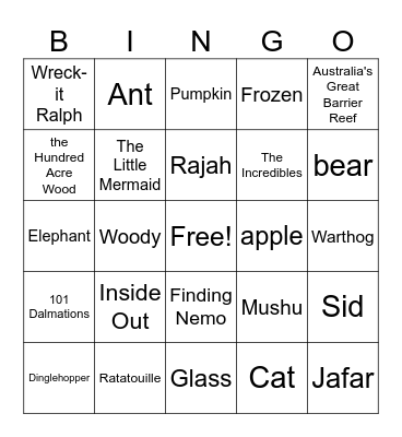 Disney Trivia Bingo Card