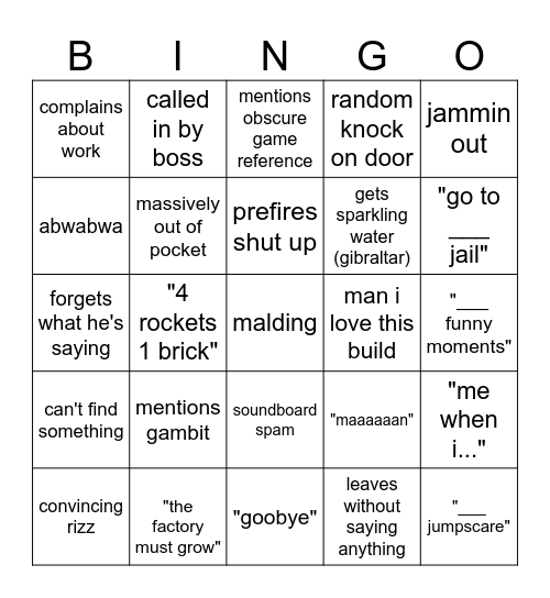 ethan bingo Card