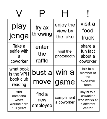 VPH FUN FEST 2024 Bingo Card