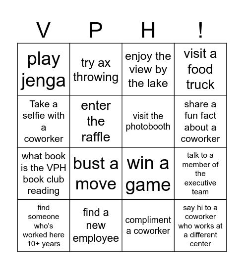 VPH FUN FEST 2024 Bingo Card