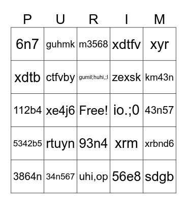 Test Bingo Card