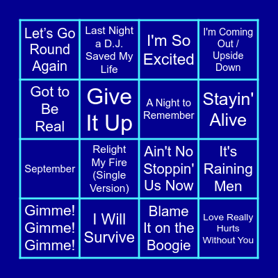 Disco Fever Bingo Card
