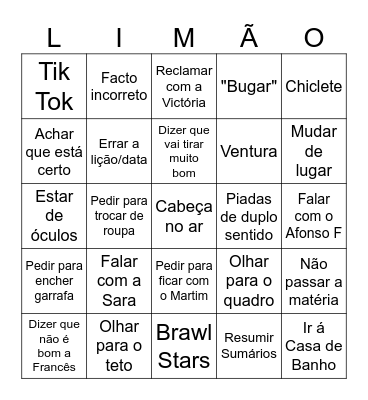 Lima Bingo Card