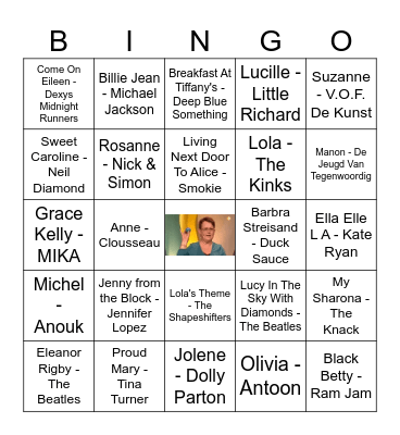 Ledig Erf Muziek Bingo Thema Ronde Vrouwennamen Bingo Card
