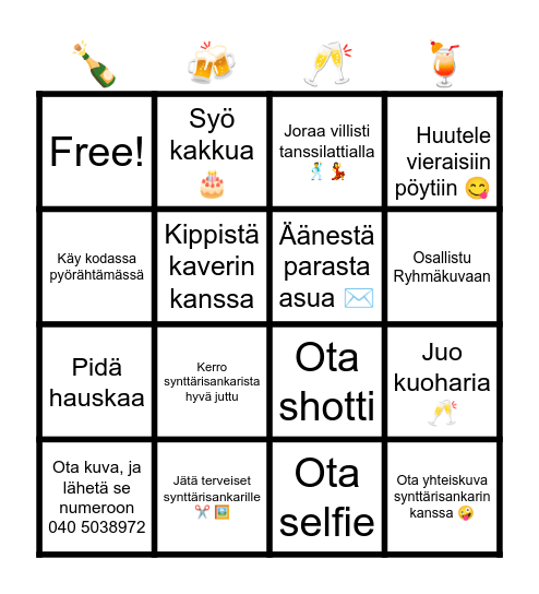 Party Bingo Card