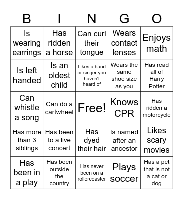 Find Someone Who... Bingo Card