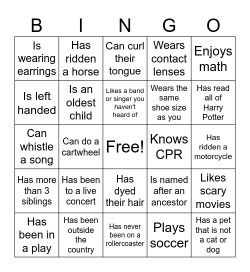 Find Someone Who... Bingo Card