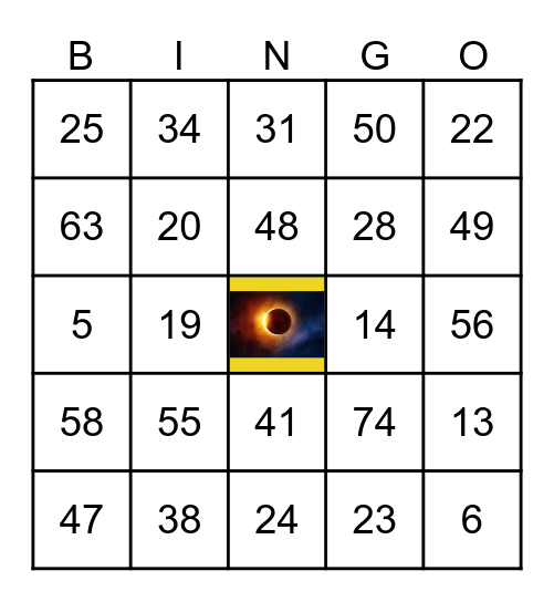 Solar Eclipse BLACKOUT Bingo Card