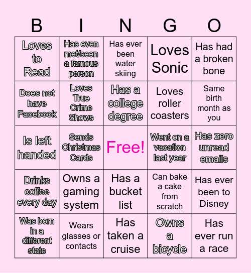 ICEBREAKER BINGO! Bingo Card