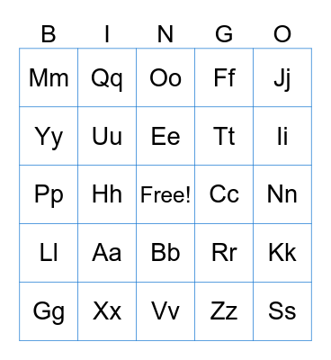 Alphabet BINGO Card