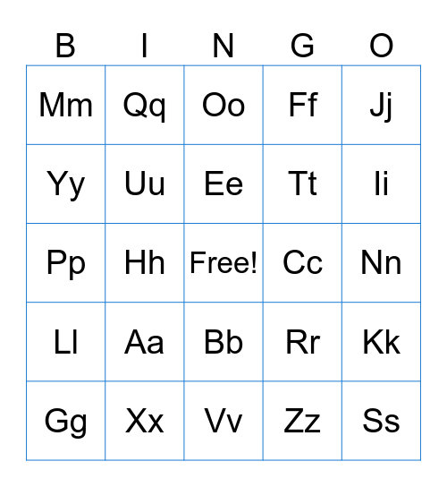 Alphabet BINGO Card
