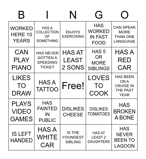 FIND SOMEONE WHO... Bingo Card