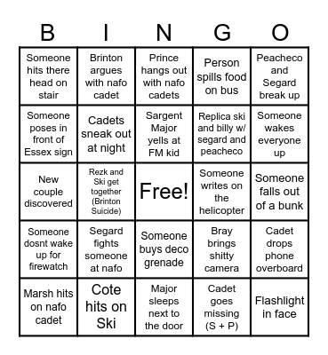 Trip Bingo Card