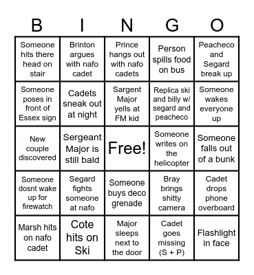 Trip Bingo Card