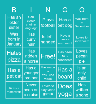 MEET YOUR TEAM! Bingo Card