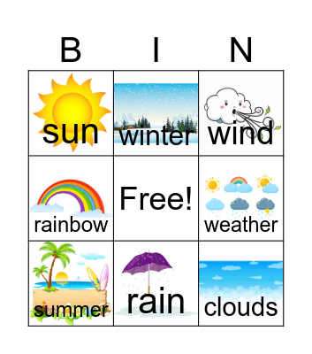 Weather and Seasons Bingo Card