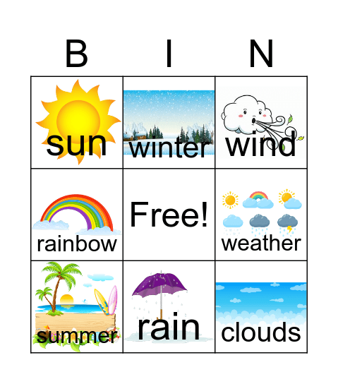 Weather and Seasons Bingo Card