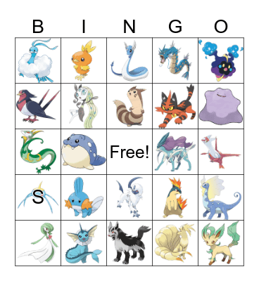 Pokemon Bingo Card