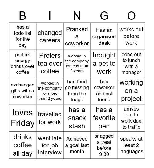 STEP OFFICE BINGO Card