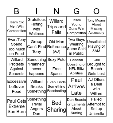 Ocean City Bingo Card