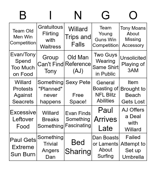 Ocean City Bingo Card