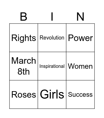 International Women's Day Bingo Card