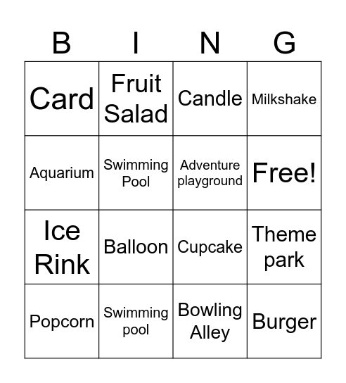 Celebration Bingo Card