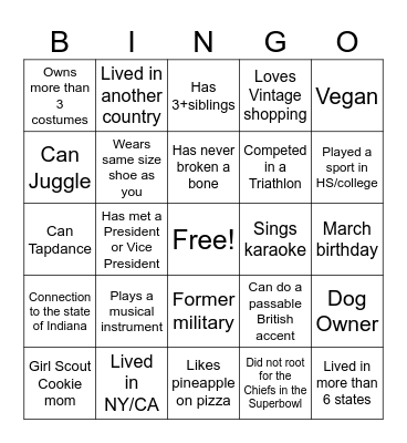 Find Someone Who... Bingo Card