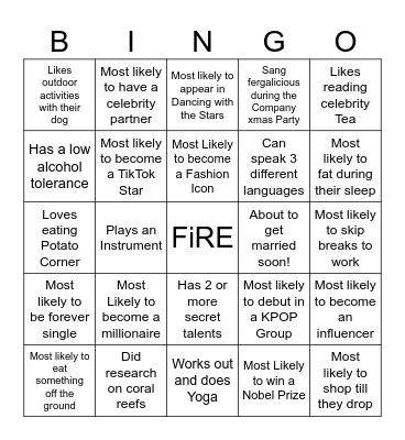 FiRE BINGO Card