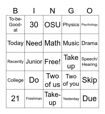 Unit 3 Bingo Card