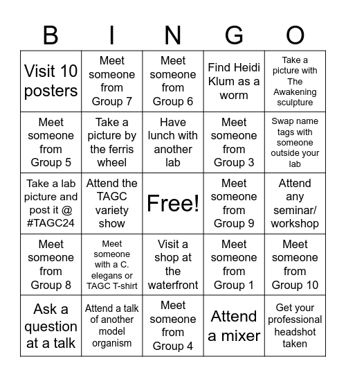 Group 1 Bingo Card