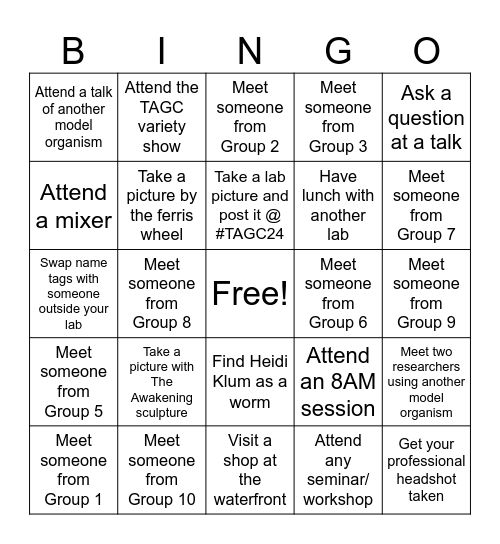 Group 2 Bingo Card