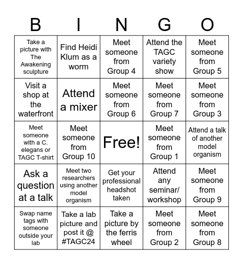 Group 9 Bingo Card