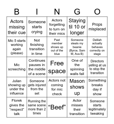 Tech Week Bingo Card