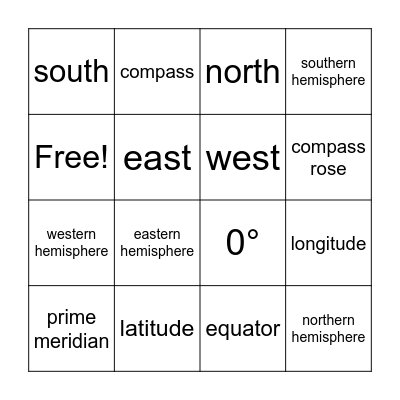 Map Bingo Card