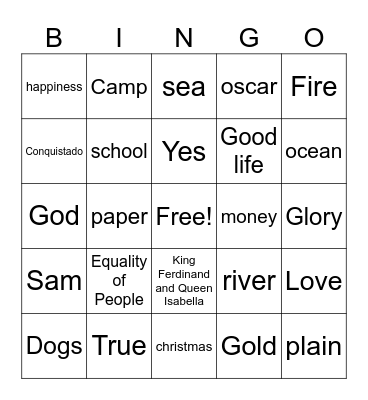 Spanish Worldview Bingo Card