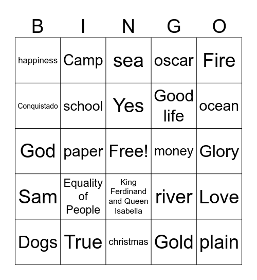 Spanish Worldview Bingo Card