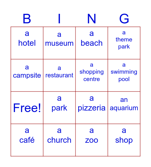 Holiday activities Bingo Card