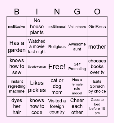 WOMENIYA Bingo Card