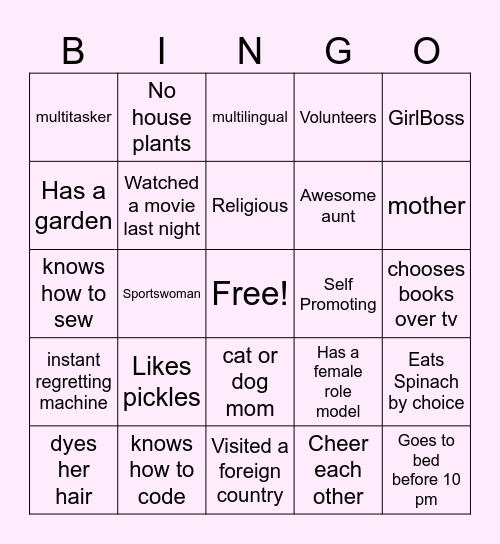 WOMENIYA Bingo Card