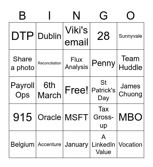 Farewell Bingo Card