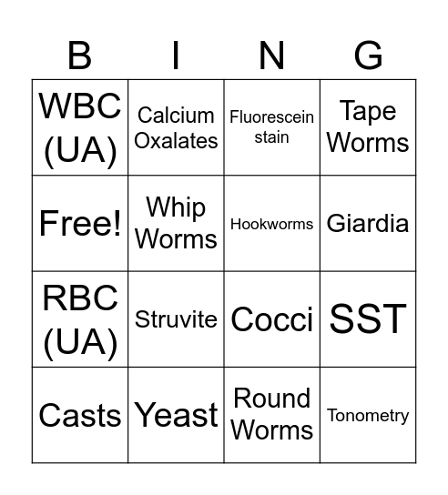 Cytologies & Eyes Bingo Card