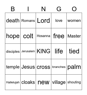 Easter Sunday Bingo Card