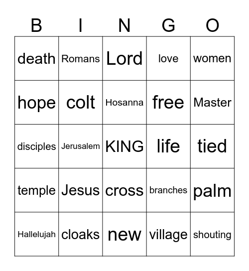 Easter Sunday Bingo Card