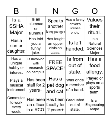 Be A Better Greek Week Bingo Card