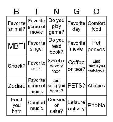 Untitled Bingo Card