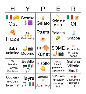 Unicornis i Milano Bingo Card