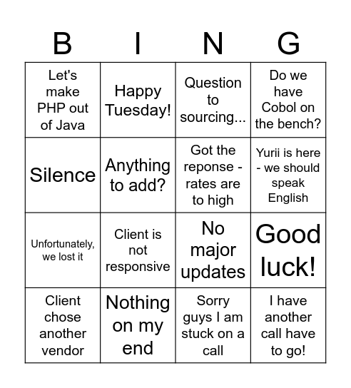 Big Picture Bingo Card