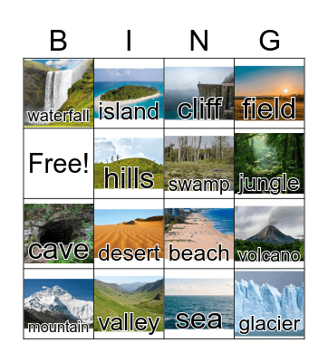Natural features Bingo Card